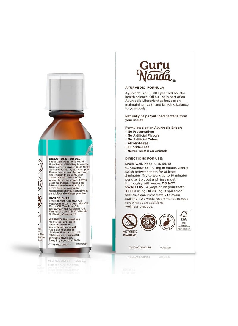 GuruNanda - GuruNanda Travel Size Coconut Oil Pulling, 7 Essential Oils & Vitamins, Fresh Breath & Whitening Mouthwash, No Alcohol & Fluoride, 3 oz - Image 1