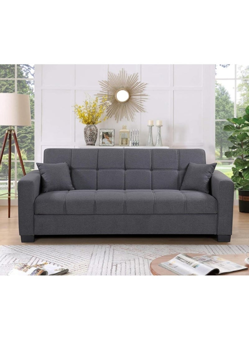 KUSTOMDECO Alba Sofa Cum Bed Grey | 3 Seater Fabric Sofa Bed | Modern Sleeping Sofa for Living Room & Guest Room | 180×110×75 cm (K-S399) - Image 4