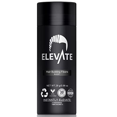 ELEVATE Hair Fibers to Instantly Thicken Completely Conceal Thinning Balding Areas Loss in 30 Seconds for Men Women BLACK 28g Size 100 Natural Undetectable Keratin Fibers