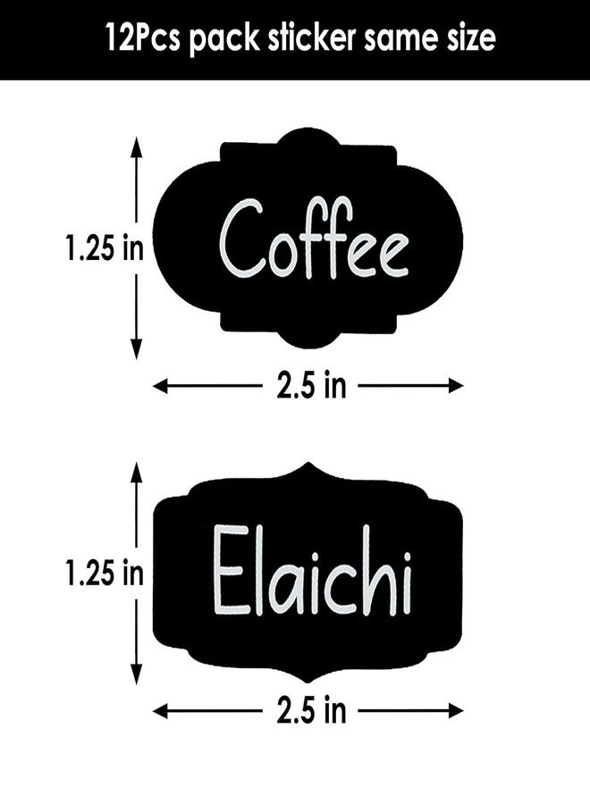 SLGIFT 84 Pc Vinyl Stickers for Mason Jars Glass Bottles, Decals Craft, Kitchen Waterproof Jar Labels Stickers with Pencil (12 Different Shapes 2.5 Inch x 1.25 Inch) (Black Color) - Image 2