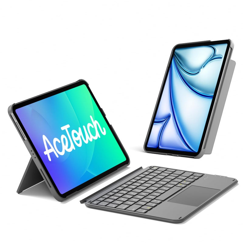 Inateck for iPad A16 11th10th Gen 450g Ultralight Keyboard Case Air 11 2026 M4 M3M2 Air 54th Pro 11 4321th1 Second Magnetic Detachable Keyboard with Touchpad AceTouch Gray - Image 2