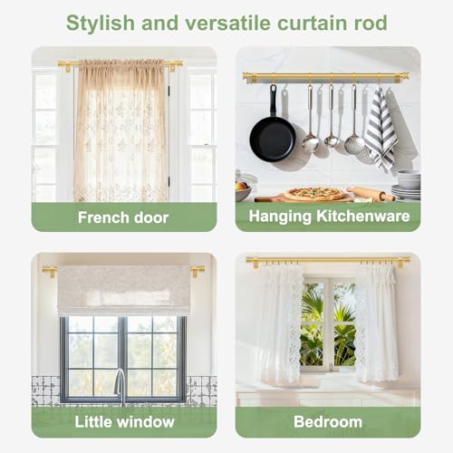 TKZTKZ Sturdy Durable Curtain Rod:Gold Curtain Rods for Windows 18-45 Inch,Adjustable Heavy Duty Curtains Rod for Bedroom/Kitchen/Dorm/Apartment/Door,Small Modern Decorative Drapery Rods (All-Metal) - Image 5