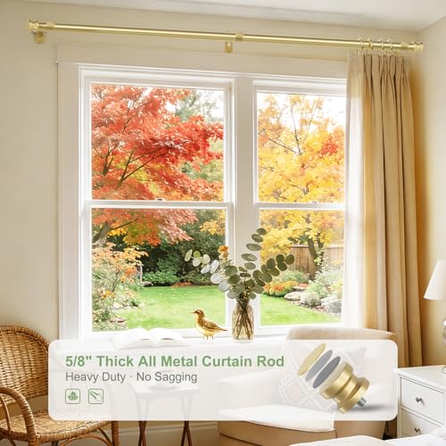 TKZTKZ Sturdy Durable Curtain Rod:Gold Curtain Rods for Windows 18-45 Inch,Adjustable Heavy Duty Curtains Rod for Bedroom/Kitchen/Dorm/Apartment/Door,Small Modern Decorative Drapery Rods (All-Metal) - Image 2