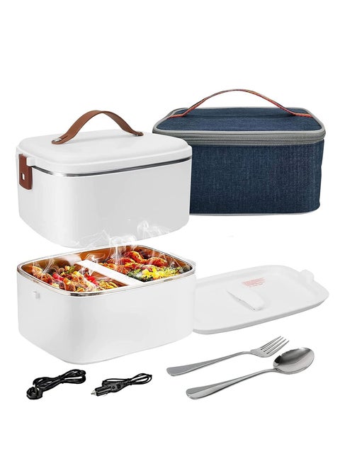 Electric Heated Bento Lunch Box Warmer Rice Cooker For Adult Kids Car Truck Office Work with Insulated Bag and Stainless Steel Cutlery