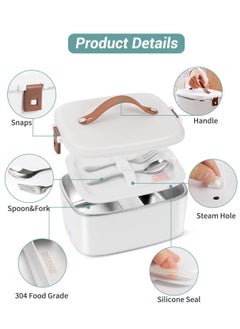 XiuWoo Electric Heated Bento Lunch Box Warmer Rice Cooker For Adult Kids Car Truck Office Work with Insulated Bag and Stainless Steel Cutlery  - Image 3