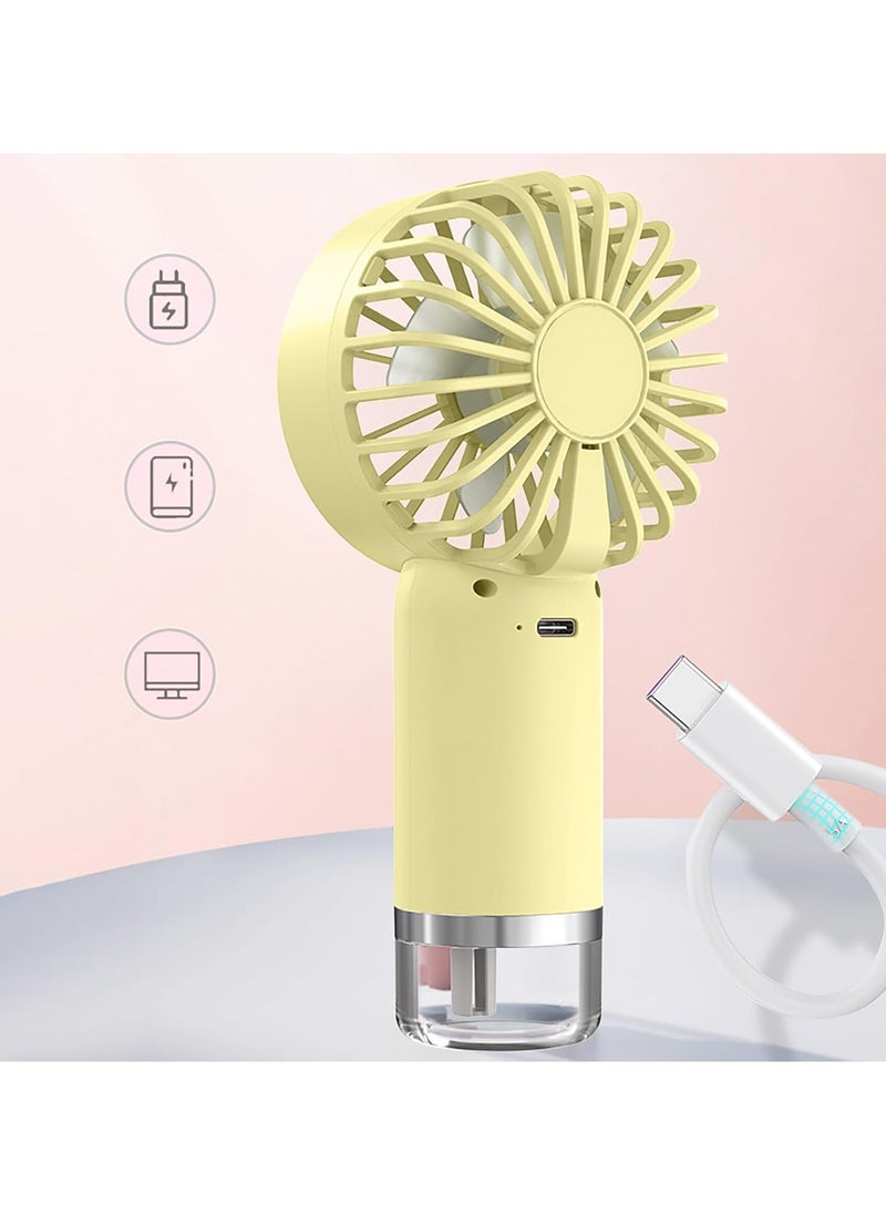 Portable Handheld Fan with Rechargeable Mist and Noise Cancelling Mist with 3 Speeds for Travel, Outdoors, and Office (Sky Blue)