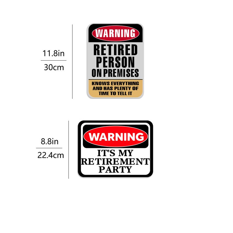 JunyRuny Happy Retirement Party Decorations - 9PCS Signs, Retirement Gifts for Women & Men, Table Centerpieces Yellow Caution Logos on Door Windows Yard Garden Warning Retired Person On Premises Sign - Image 2
