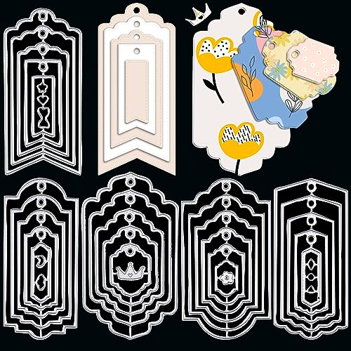 ORIGACH 5 Set 36 Pcs Bookmark Metal Cutting Dies Tag Die Cuts Embossing Stencils Scrapbooking Tool for DIY Card Scrapbooking - Image 2