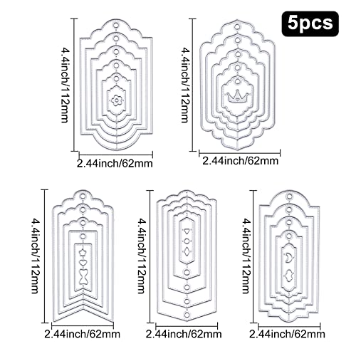 ORIGACH 5 Set 36 Pcs Bookmark Metal Cutting Dies Tag Die Cuts Embossing Stencils Scrapbooking Tool for DIY Card Scrapbooking - Image 4