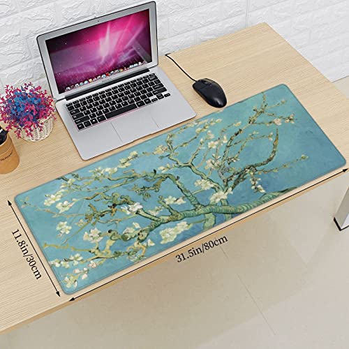 Yilad Almond Blossom Gaming Mouse Pad Non Slip XL Large Mousepad Stitched Edge Rubber Base Desk Mat for Laptop PC Computer - Image 2