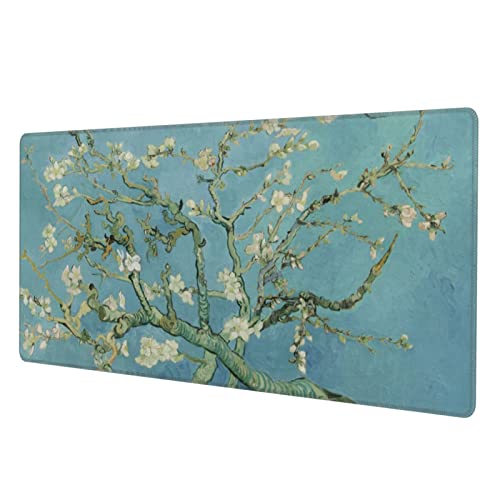 Yilad Almond Blossom Gaming Mouse Pad Non Slip XL Large Mousepad Stitched Edge Rubber Base Desk Mat for Laptop PC Computer - Image 1
