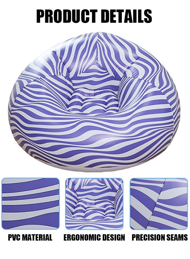 Generic Flocking inflatable sofa PVC striped ball sofa Single ball sofa Foldable outdoor leisure sofa Folding leisure simple household nap lazy person striped inflatable ball sofa  - Image 5