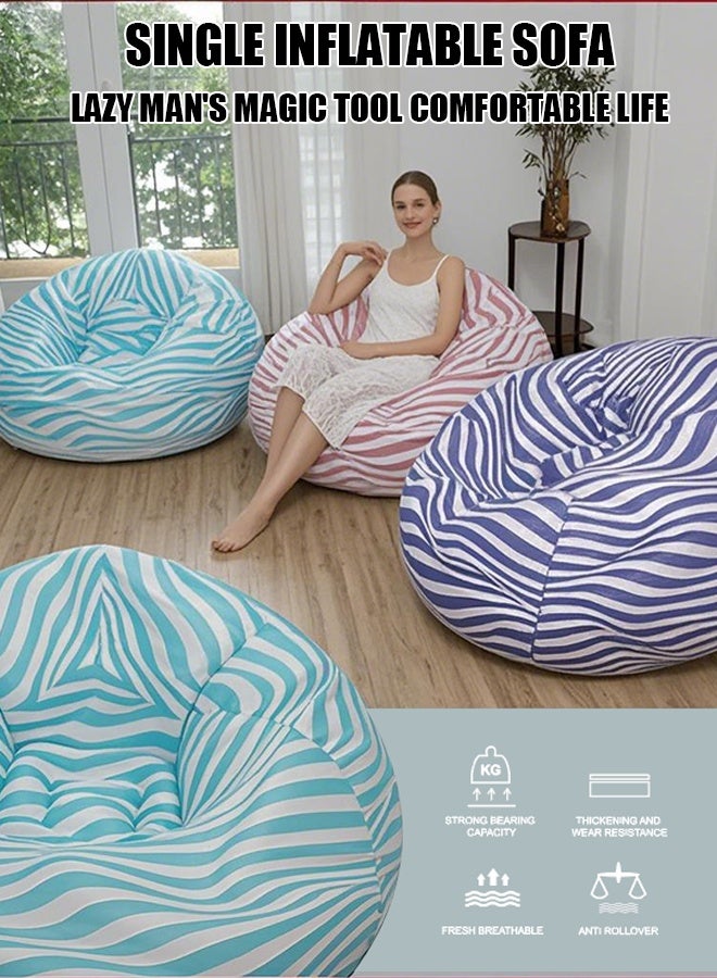 Generic Flocking inflatable sofa PVC striped ball sofa Single ball sofa Foldable outdoor leisure sofa Folding leisure simple household nap lazy person striped inflatable ball sofa  - Image 4