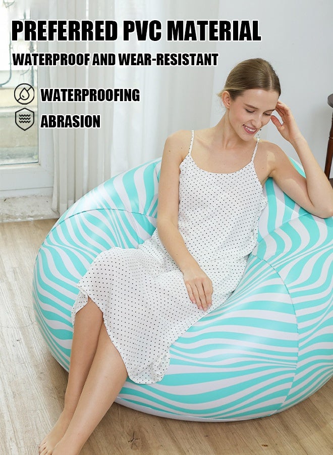 Generic Flocking inflatable sofa PVC striped ball sofa Single ball sofa Foldable outdoor leisure sofa Folding leisure simple household nap lazy person striped inflatable ball sofa  - Image 3