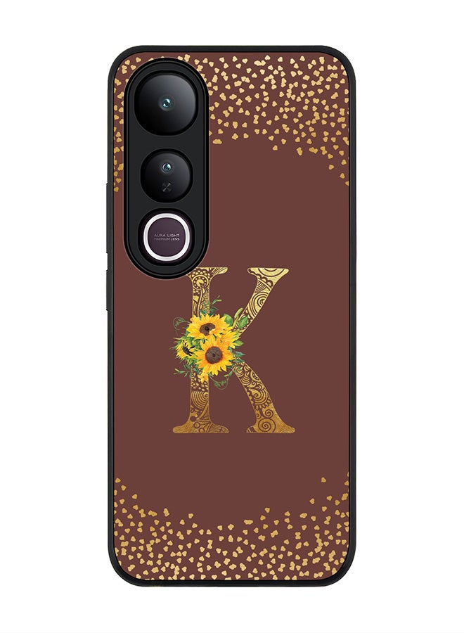 Stylizedd For vivo V50 Lite Case,Slim fit Camera Protection, Shockproof Thin Phone cover  - Custom Floral Monogram - K  (Brown )