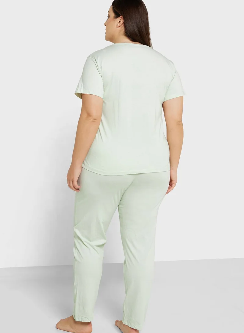 Ginger Plus Graphic Nightwear T-Shirt And Pyjama Set
