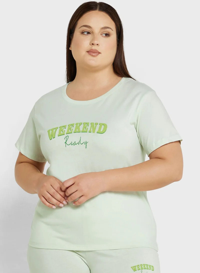 Ginger Plus Graphic Nightwear T-Shirt And Pyjama Set