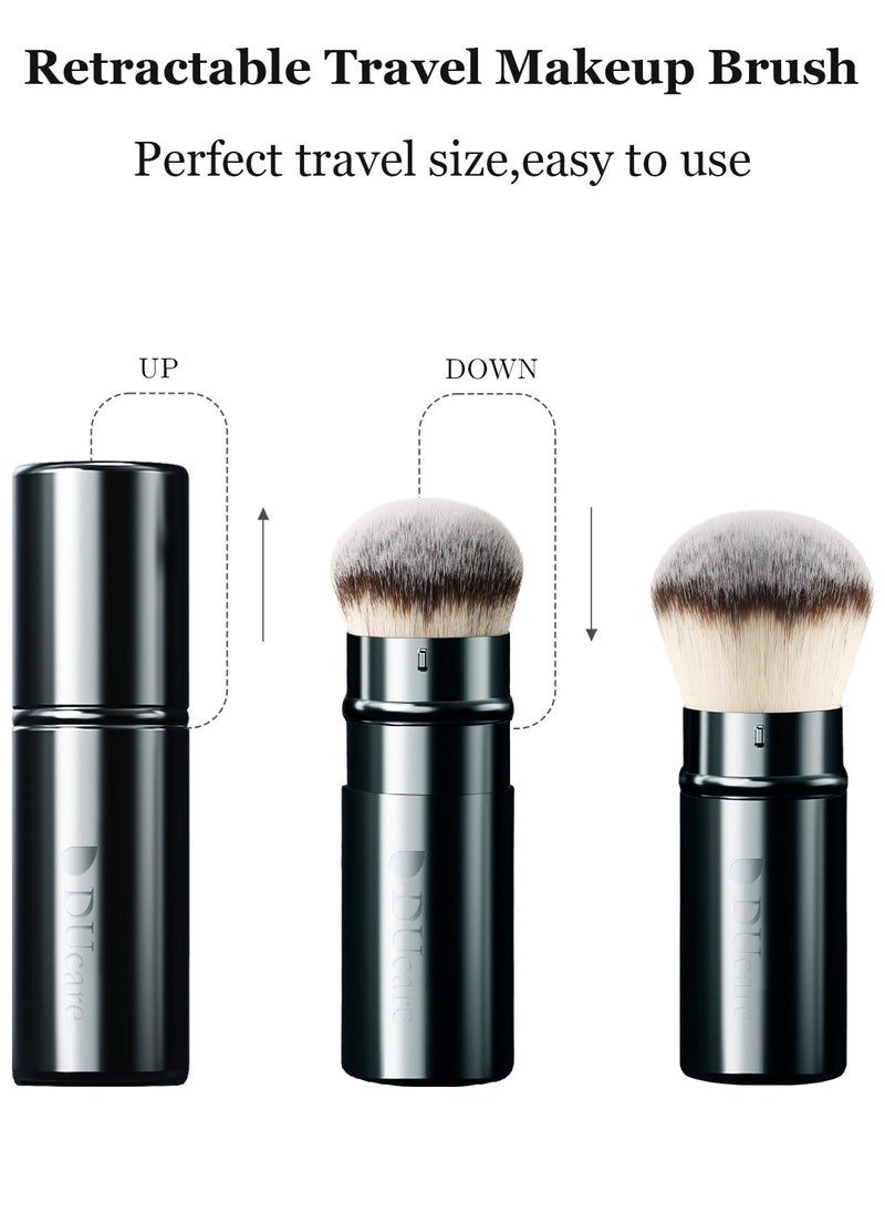 DUcare Retractable Airbrush Kabuki Brush Blush Brush for All Face Makeup & Foundation for Liquid, Cream and Powder Face Makeup With Aluminum Handle  - Image 2