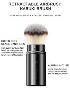 DUcare Retractable Airbrush Kabuki Brush Blush Brush for All Face Makeup & Foundation for Liquid, Cream and Powder Face Makeup With Aluminum Handle  - Image 3