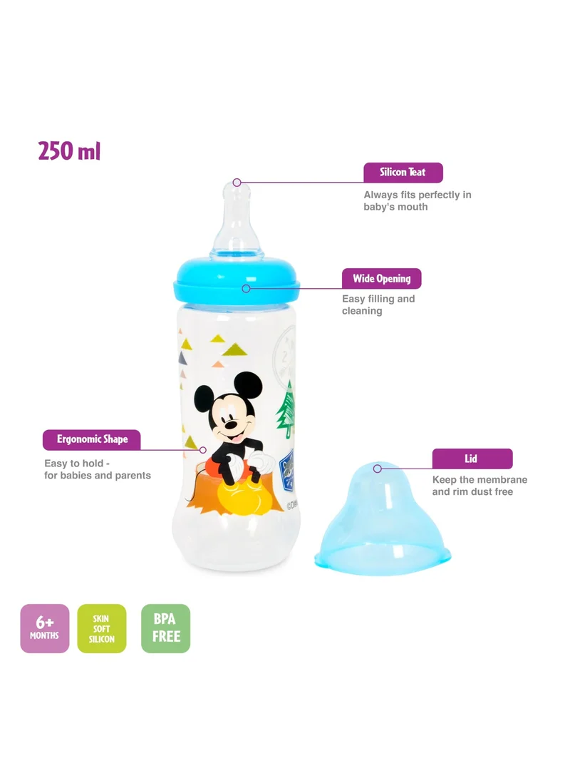 ديزني Mickey Mouse Baby Feeding Regular Neck Bottle 6 Months  250Ml 80Z