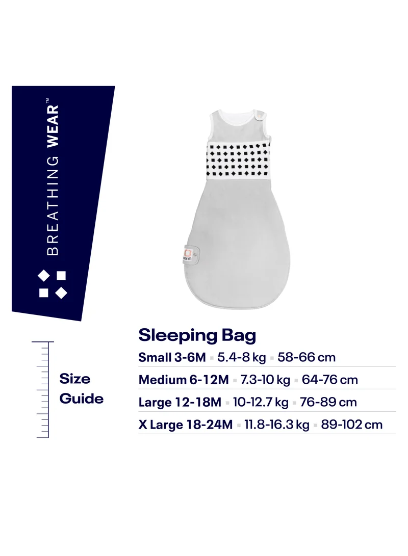 Nanit Breathing Wear Sleeping Bag 100% Cotton Baby Sleep Sack Works With Pro Baby Monitor To Track Breathing Motion Sensor Free, Real Time Alerts, Size Small, 3 To 6 Months - Pebble Grey