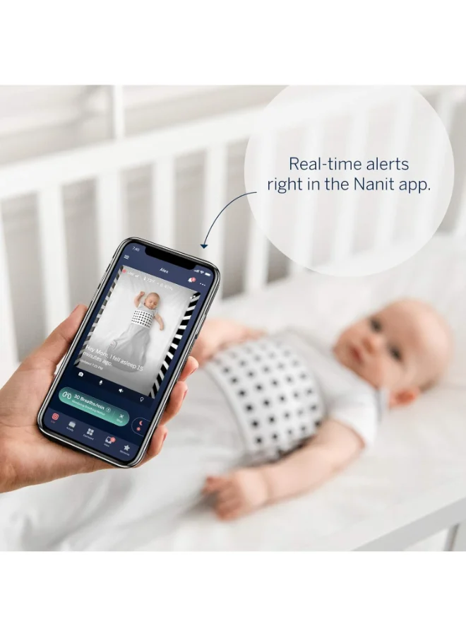 Nanit Breathing Wear Sleeping Bag 100% Cotton Baby Sleep Sack Works With Pro Baby Monitor To Track Breathing Motion Sensor Free, Real Time Alerts, Size Small, 3 To 6 Months - Pebble Grey