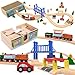 Orbrium Wooden Train Set Deluxe 52 Pcs with Storage Gift Box Tunnel 9 Layouts Magnetic Trains STEM Montessori Toys Playset for Grandkids Toddler Boys Girls Kids 3 compatible with Thomas Brio Melissa and Doug - Image 4