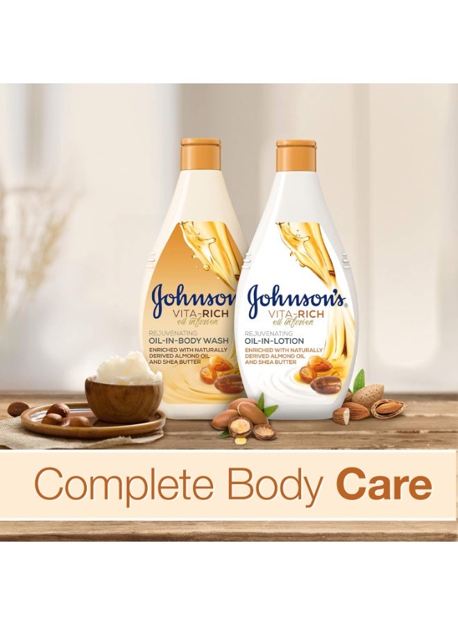 Johnson's Oil-In-Body Wash, Vita-Rich - Rejuvenating,  Nourishes And Softens The Skin For 24-Hour Hydration, Enriched with  almond oil & shea butter, 400ml - Image 3