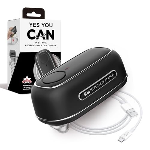 Kitchen Mama Orbit One Rechargeable Electric Can Opener: Hands-free, USB-C Charging, Automatic Stop, Smooth Edge, Safety, Blade for Large Cans, Heavy Duty, Soda and Pop Can, with Storage Box (Black) - Image 1