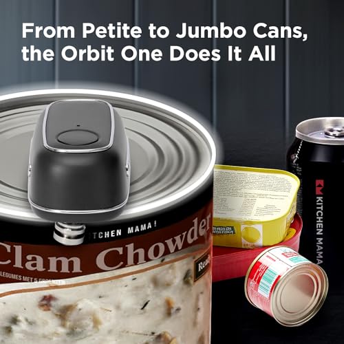 Kitchen Mama Orbit One Rechargeable Electric Can Opener: Hands-free, USB-C Charging, Automatic Stop, Smooth Edge, Safety, Blade for Large Cans, Heavy Duty, Soda and Pop Can, with Storage Box (Black) - Image 4