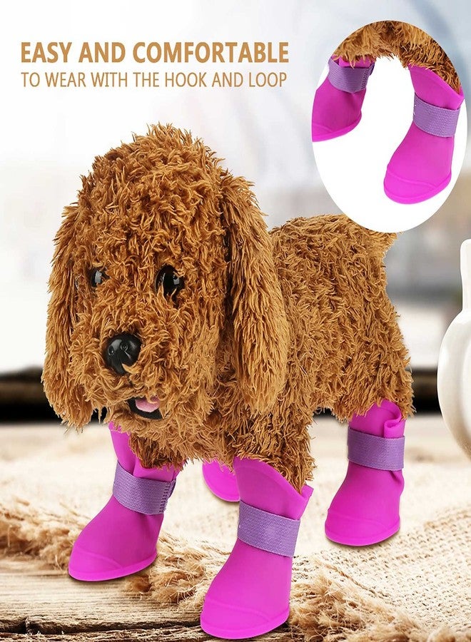 Yctze 4pcs Silicone Protective Dog Boots, Antislip Snow Shoes for Small Dogs, Ideal for French, Cute Pet Rain Wellies (L) - Image 2