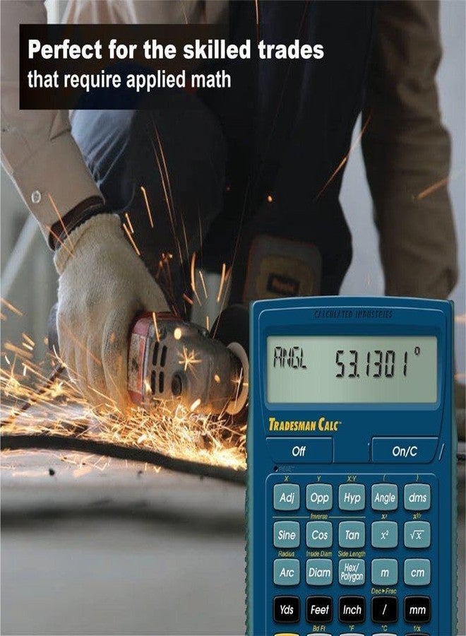 كالكيوليتيد إنداستريز حاسبة Calculated Industries 4400 TradesmanCalc، أداة حاسبة تقنية متخصصة في حساب المثلثات والهندسة والرياضيات والتحويلات، مناسبة لطلاب التقنية، واللحامين، وفنيي تصنيع المعادن، والمهندسين، والرسامين. - Image 3