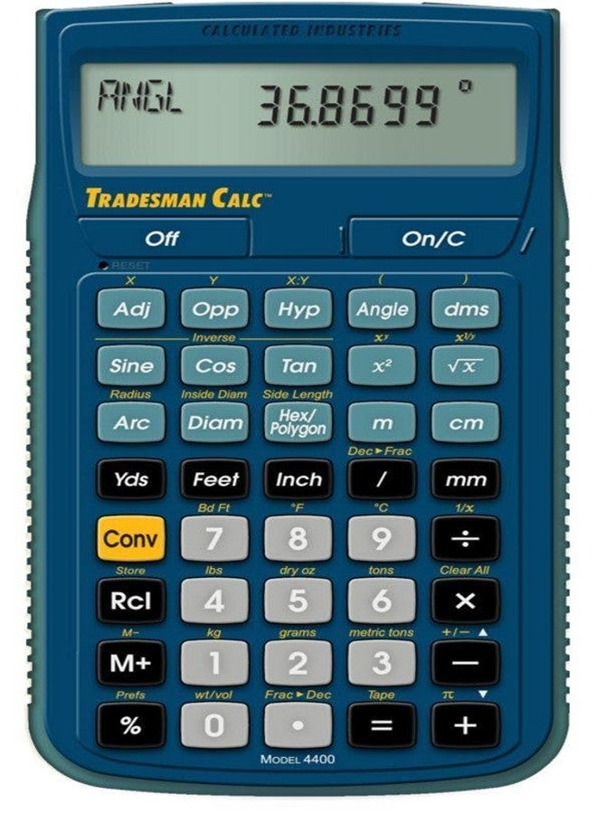 كالكيوليتيد إنداستريز حاسبة Calculated Industries 4400 TradesmanCalc، أداة حاسبة تقنية متخصصة في حساب المثلثات والهندسة والرياضيات والتحويلات، مناسبة لطلاب التقنية، واللحامين، وفنيي تصنيع المعادن، والمهندسين، والرسامين. - Image 1