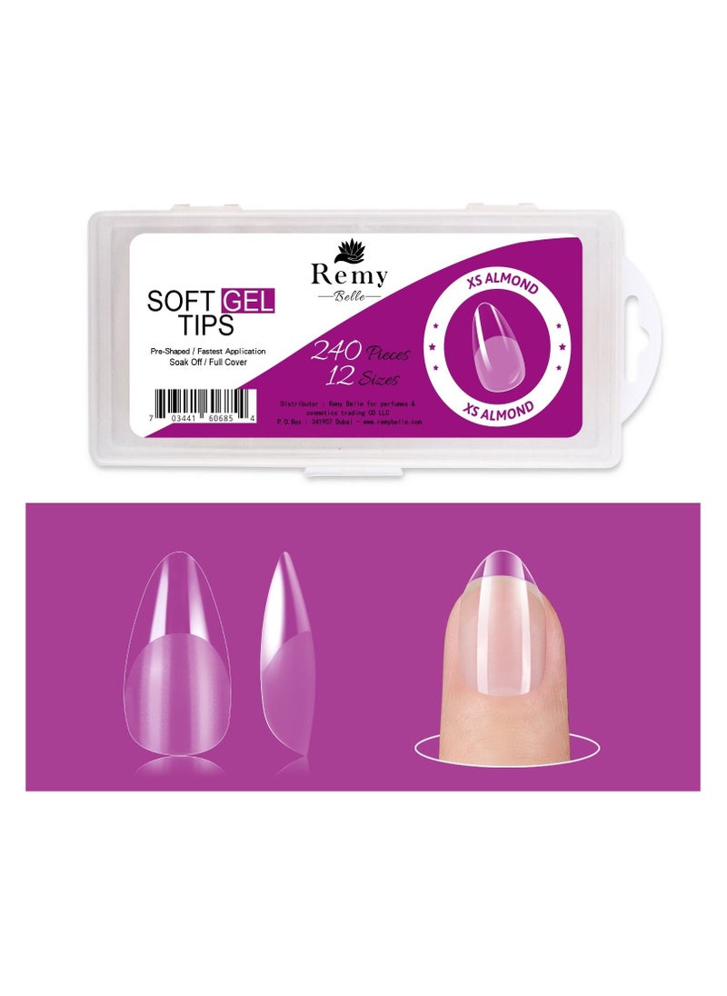 Remy Belle - XS Soft Gel Nail Tips Almond 240 Pcs of 12 sizes Kit - Image 1