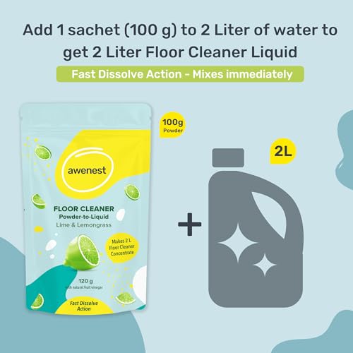 awenest No-Toxin, Plant Based Powder-to-Liquid Floor Cleaner | Makes 10 Liter | Citrus, Lime, Lemongrass | No Ammonia, SLES | Natural, Biodegradable, Eco-Friendly, Herbal | Tough On Stains - Image 5