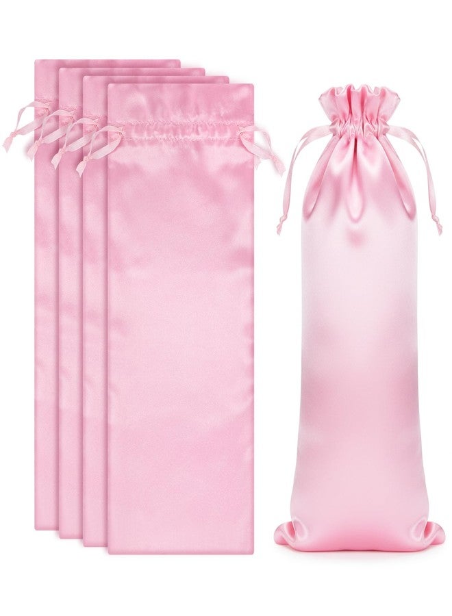 Alrhso 4 Pcs Satin Wig Bags with Drawstring Pink Wig Storage Bags for Wigs and Hair Extension Tools (13.5x9.8 Inch) - Image 1