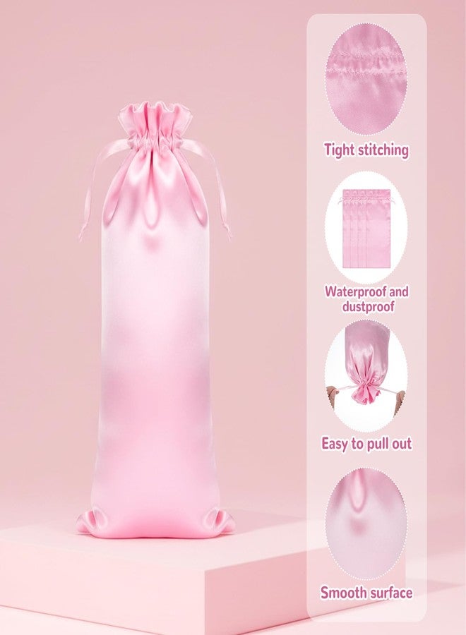 Alrhso 4 Pcs Satin Wig Bags with Drawstring Pink Wig Storage Bags for Wigs and Hair Extension Tools (13.5x9.8 Inch) - Image 4