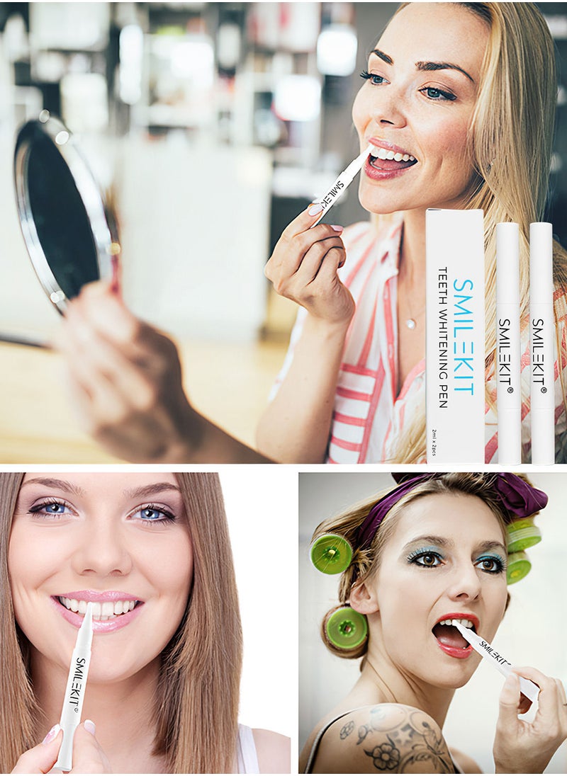 SMILEKIT - 2Pcs Teeth Whitening Pen Kit Portable Effective Painless Low Sensitivity Easy to Use Professional Tooth Whitener for Teeth Color Corrector and Create Beautiful White Smile Natural Mint Flavor 2ml/Pcs - Image 1