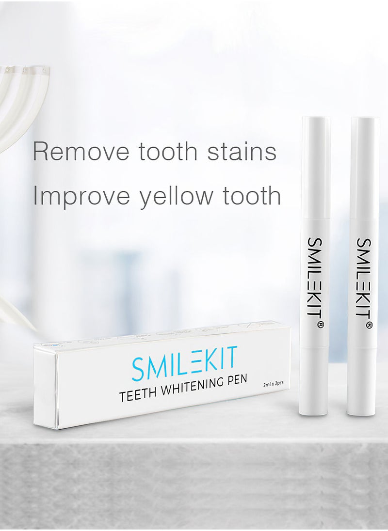 SMILEKIT - 2Pcs Teeth Whitening Pen Kit Portable Effective Painless Low Sensitivity Easy to Use Professional Tooth Whitener for Teeth Color Corrector and Create Beautiful White Smile Natural Mint Flavor 2ml/Pcs - Image 1