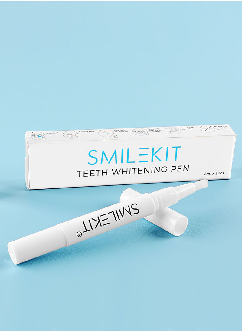 SMILEKIT - 2Pcs Teeth Whitening Pen Kit Portable Effective Painless Low Sensitivity Easy to Use Professional Tooth Whitener for Teeth Color Corrector and Create Beautiful White Smile Natural Mint Flavor 2ml/Pcs - Image 1