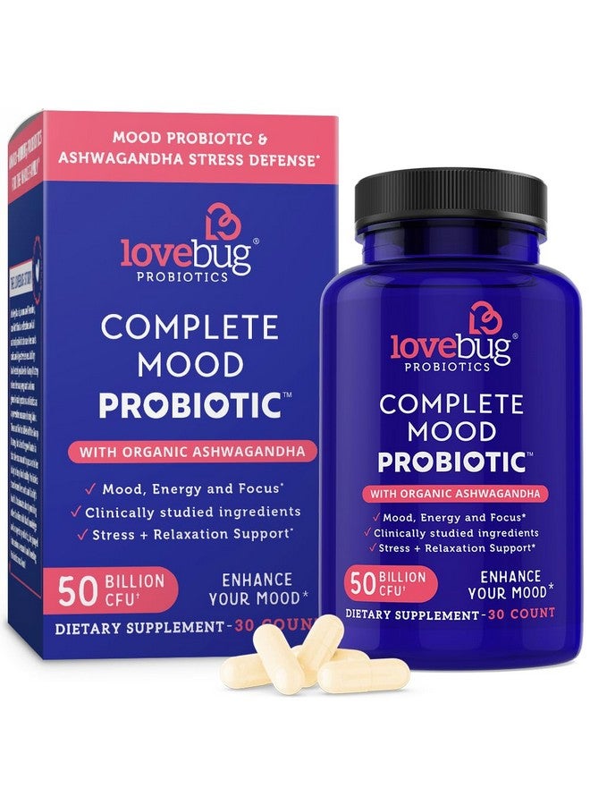 LoveBug Probiotics Lovebug Complete Mood Probiotic | 10 Clinically Studied Probiotic Strains & Patented Organic Ashwagandha for Cortisol and Serotonin Support | Natural Energy | Adaptogenic Stress-Defense | 30 Count - Image 1