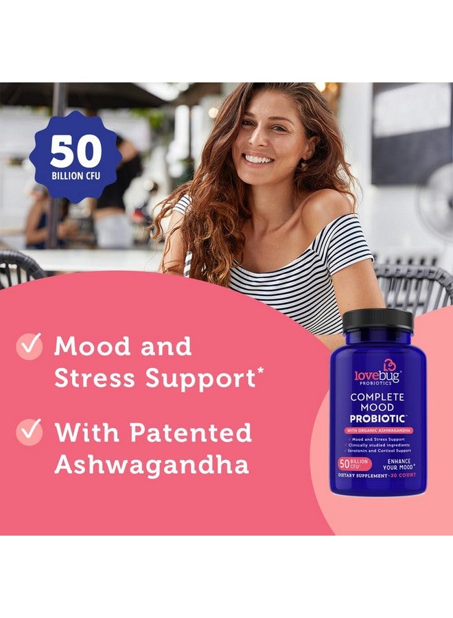 LoveBug Probiotics Lovebug Complete Mood Probiotic | 10 Clinically Studied Probiotic Strains & Patented Organic Ashwagandha for Cortisol and Serotonin Support | Natural Energy | Adaptogenic Stress-Defense | 30 Count - Image 2