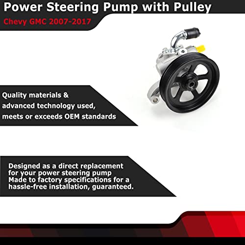FEXON Power Steering Pump with Pulley Compatible with Buick Enclave Chevy Traverse GMC Acadia Saturn Outlook 3.6L 2007-2017 Replaces 20954812 20-2403 96-2403 - Image 3