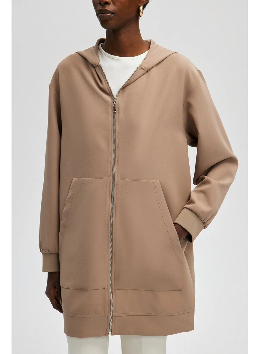 Touche Prive Zippered Thin Crepe Jacket