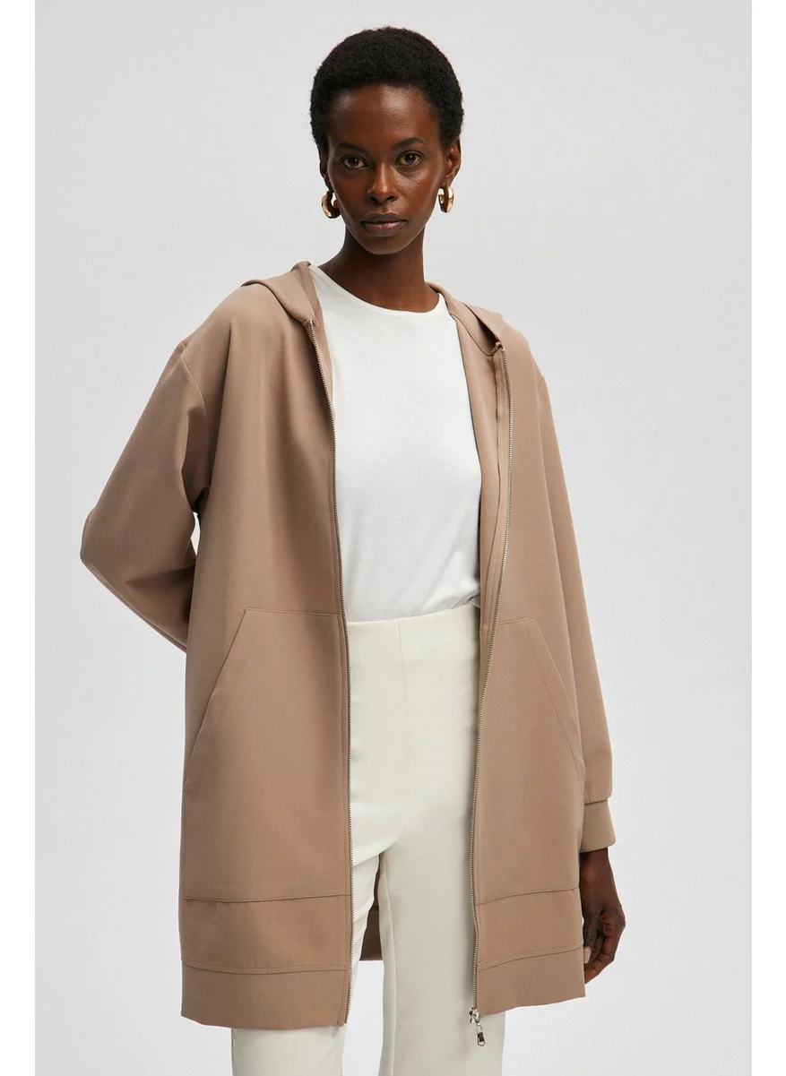 Touche Prive Zippered Thin Crepe Jacket