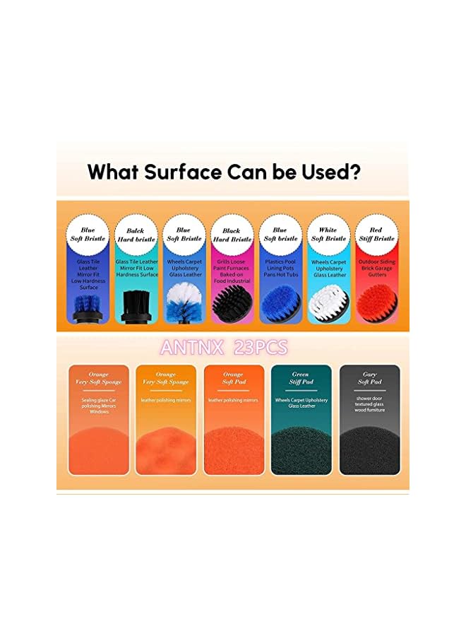 Zaboon 23Piece Drill Brush Accessories Set Matte Pad And Sponge Electric Matte Brush Band Extendin - Image 2