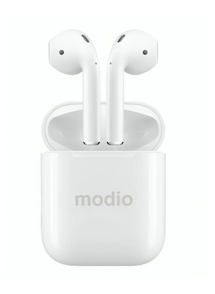 modio Wireless Earbuds With Touch Control and Noise Cancelling and Bluetooth 5.3 White 