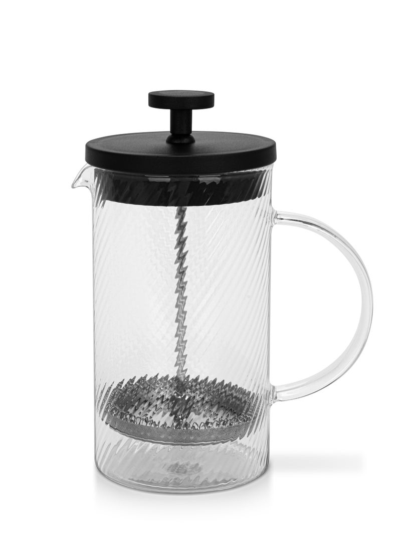 Fissman - French Press Coffee and Tea Maker 1000mL, Heat Resistant Thickened Borosilicate Glass Stainless Steel Coffee and Tea Press, Hot and Cold Brew Coffee French Press, Embossed Glass Design - Image 1