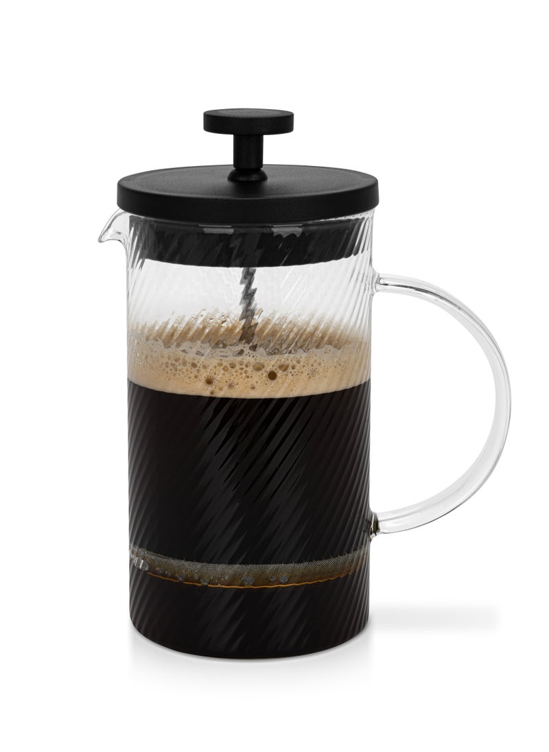 Fissman - French Press Coffee and Tea Maker 1000mL, Heat Resistant Thickened Borosilicate Glass Stainless Steel Coffee and Tea Press, Hot and Cold Brew Coffee French Press, Embossed Glass Design - Image 1
