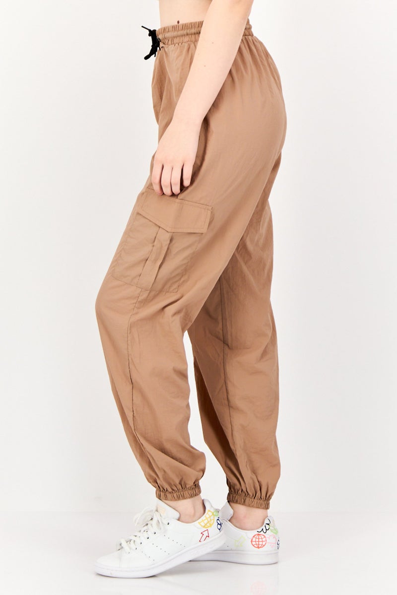 ONLY Women Regular Fit Plain Cargo Pant, Tan  - Image 2